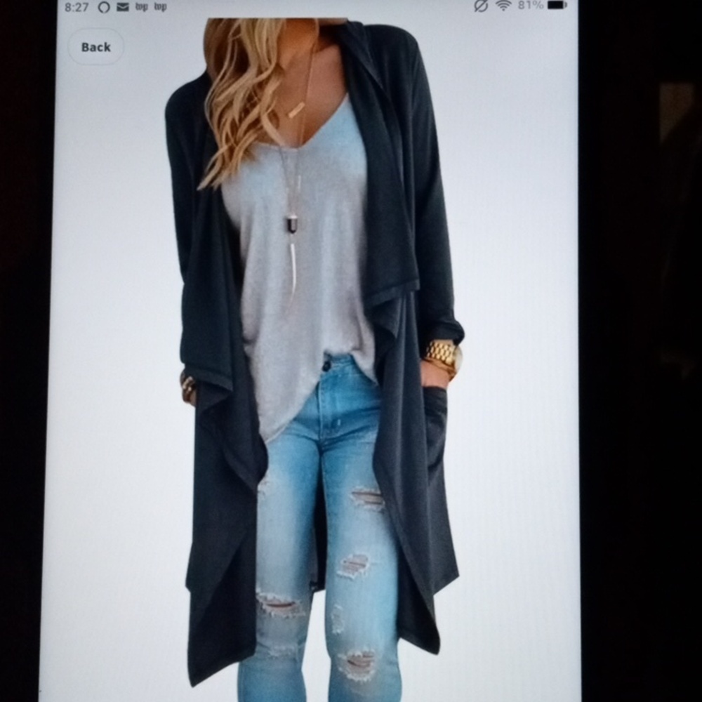 Little Beauty Women's Open Drape Long Sleeve Sweater Cardigan Grey XL